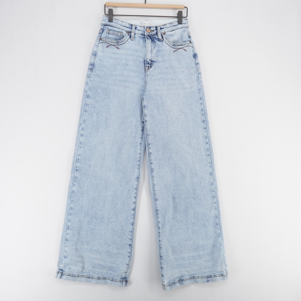 Saige Jeans Womens 7/28 Blue Wide Leg High Rise Stretch Acid Wash